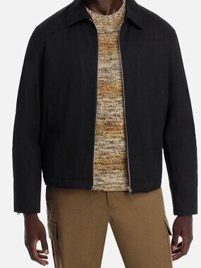 Theory Men's Black Collared Long Sleeve Zipper Cuff Blouson Jacket Sz S